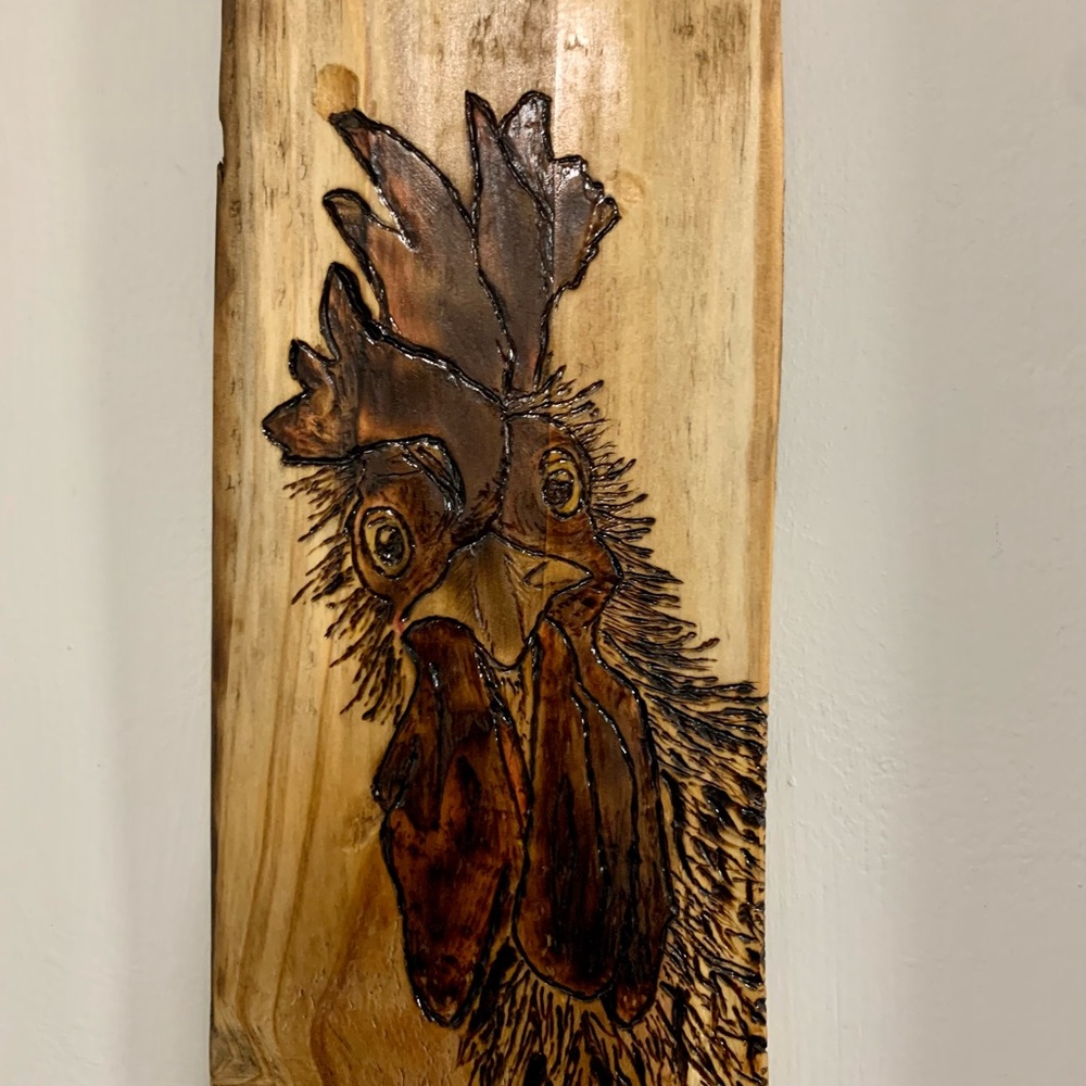 Wood Burned Rooster